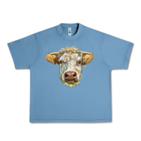 Pebble Blue Charolais bull face Urban Heavy Tee - LillyAllenDesigns