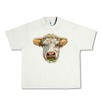 Pistachio Charolais bull face Urban Heavy Tee - LillyAllenDesigns