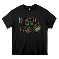 Black i love teaching Heavy Core Tee - CowhideDigitalArt