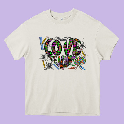 I Love Teaching Heavy Core Tee Designed By Cowhidedigitalart