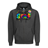 Charcoal Heather self love tie dye Zipper Hoodie - Artiststas