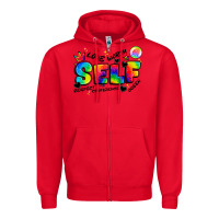 Red self love tie dye Zipper Hoodie - Artiststas