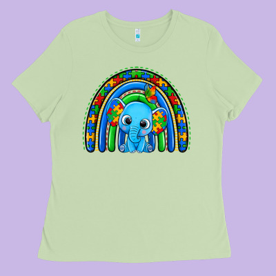 Autism Elephant Rainbow Ladies Tee Designed By Zillion Design Studio