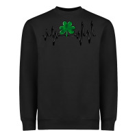 Black shamrock heartbeat Heavyweight Sweatshirt - MaliasSmallBusiness