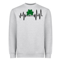 Heather Grey shamrock heartbeat Heavyweight Sweatshirt - MaliasSmallBusiness