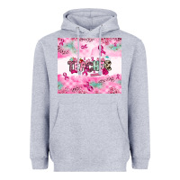 Heather Grey Breast Cancer Teacher Heavyweight Hoodie - NancyCooperArtShop