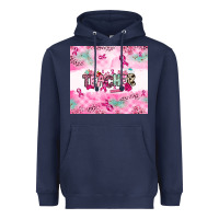 Navy Breast Cancer Teacher Heavyweight Hoodie - NancyCooperArtShop