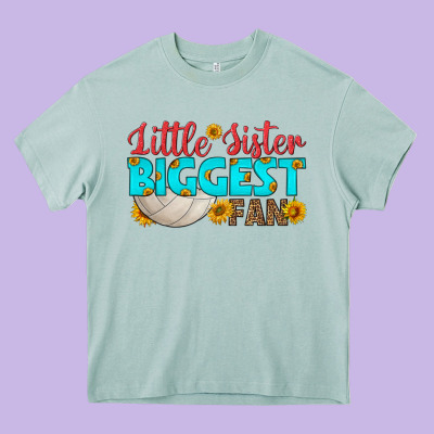 Little Sister Biggest Fan Heavy Core Tee Designed By Hra Design Shop