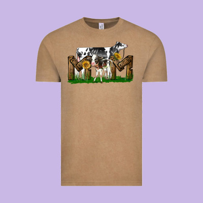 Western Holstein Cow And Baby Cow Mom Vintage Tee Designed By Lillyallendesigns
