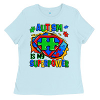 Baby Blue autism is my superpower ripped shirt Ladies Tee - Zillion Design Studio