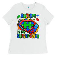 White autism is my superpower ripped shirt Ladies Tee - Zillion Design Studio
