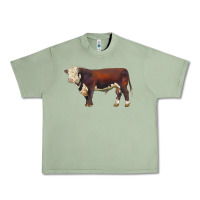 Oil Green hereford bull Urban Heavy Tee - LillyAllenDesigns