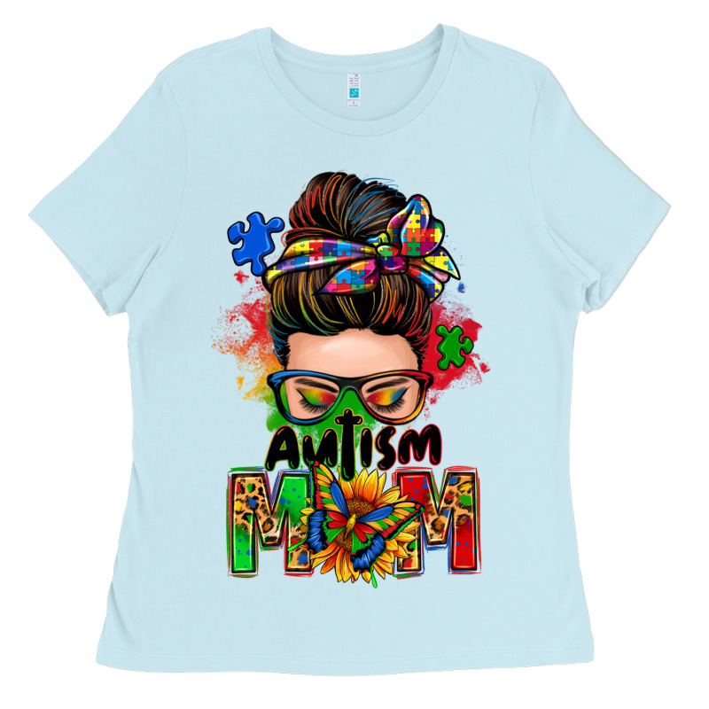 Autism Mom Messy Bun Ladies Tee by Zillion Design Studio | Teevron