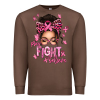 Chestnut pray fight believe breast cancer afro messy bun Premium Sweatshirt - texasbilliewilder