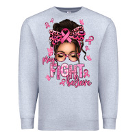 Heather Grey pray fight believe breast cancer afro messy bun Premium Sweatshirt - texasbilliewilder