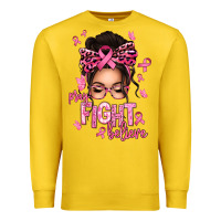 Lemon pray fight believe breast cancer afro messy bun Premium Sweatshirt - texasbilliewilder
