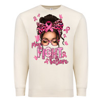 Sandshell pray fight believe breast cancer afro messy bun Premium Sweatshirt - texasbilliewilder