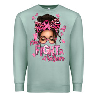 Seafoam pray fight believe breast cancer afro messy bun Premium Sweatshirt - texasbilliewilder