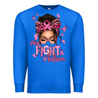 True Royal pray fight believe breast cancer afro messy bun Premium Sweatshirt - texasbilliewilder