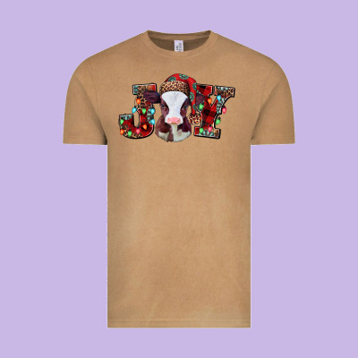 Joy Baby Cow Christmas Vintage Tee Designed By Jasminsmagicworld