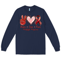 Navy Peace love cure Multiple Myeloma Long Sleeve Tee - NancyCooperArtShop