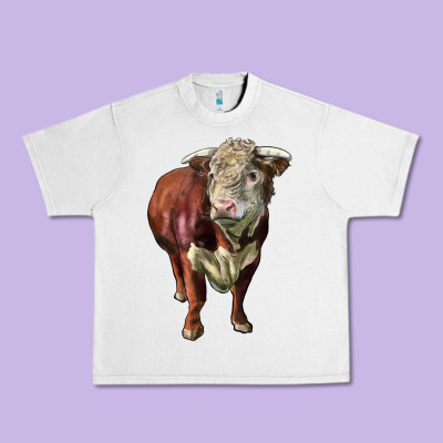 Hereford Bull Face Urban Heavy Tee Designed By Lillyallendesigns