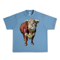 Pebble Blue hereford bull face Urban Heavy Tee - LillyAllenDesigns