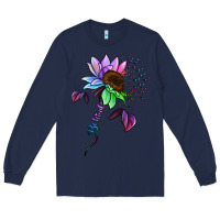 Navy Autism be kind Long Sleeve Tee - NancyCooperArtShop