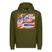 Army Green flip flops fireworks & freedom 4th of july Premium Hoodie - TumblerDesignByShophia