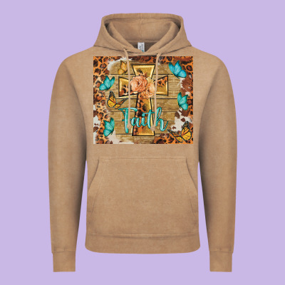 Faith Cross Vintage Hoodie Designed By Barkaloodesign
