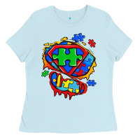 Baby Blue autism superhero ripped tshirt Ladies Tee - Zillion Design Studio