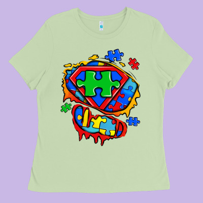 Autism Superhero Ripped Tshirt Ladies Tee Designed By Zillion Design Studio