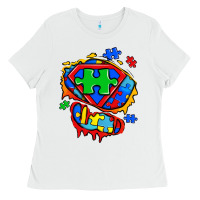White autism superhero ripped tshirt Ladies Tee - Zillion Design Studio