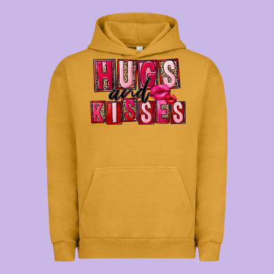 Hugs And Kisses Valentine's Day Urban Hoodie Designed By Fadigitalartstudio