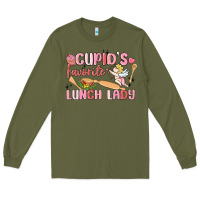 Army Green cupid's favorite lunch lady Long Sleeve Tee - MaliasSmallBusiness