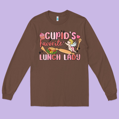Cupid's Favorite Lunch Lady Long Sleeve Tee Designed By Maliassmallbusiness