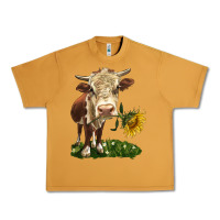 Peanut Butter hereford heifer with sunflower Urban Heavy Tee - LillyAllenDesigns