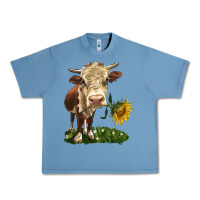 Pebble Blue hereford heifer with sunflower Urban Heavy Tee - LillyAllenDesigns