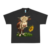 Pigment Black hereford heifer with sunflower Urban Heavy Tee - LillyAllenDesigns
