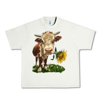 Pistachio hereford heifer with sunflower Urban Heavy Tee - LillyAllenDesigns