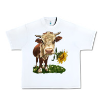 White hereford heifer with sunflower Urban Heavy Tee - LillyAllenDesigns