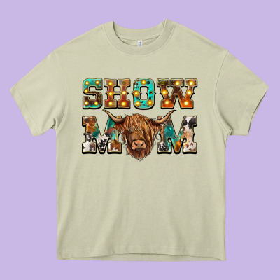 Show Mom Scottish Cattle Heavy Core Tee Designed By Barkaloodesign