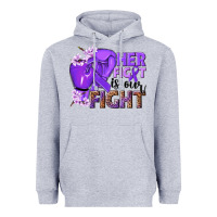 Heather Grey Her fight is our fight purple ribbon Heavyweight Hoodie - NancyCooperArtShop