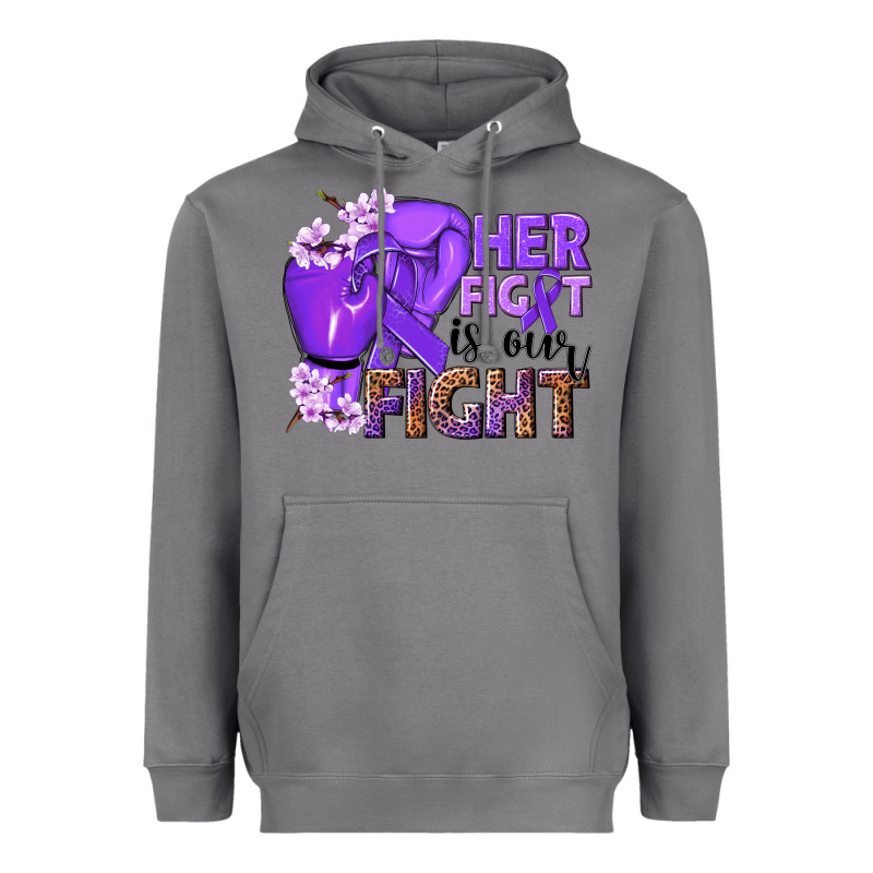 Her Fight Is Our Fight Purple Ribbon Heavyweight Hoodie by NancyCooperArtShop | Teevron