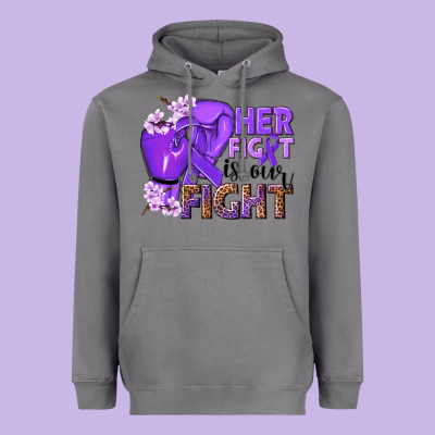 Her Fight Is Our Fight Purple Ribbon Heavyweight Hoodie Designed By Nancycooperartshop