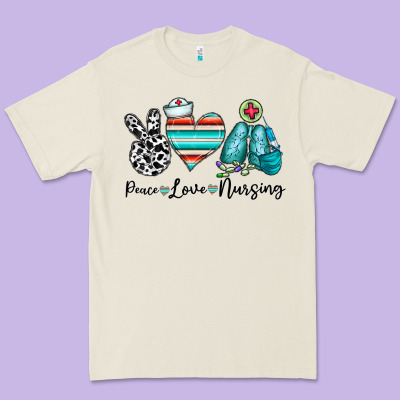 Peace Love Nursing Premium Tee Designed By Cowhidedigitalart