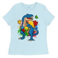 Baby Blue autism trex Ladies Tee - Zillion Design Studio