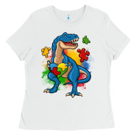 White autism trex Ladies Tee - Zillion Design Studio