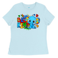 Baby Blue be kind autism elephant Ladies Tee - Zillion Design Studio