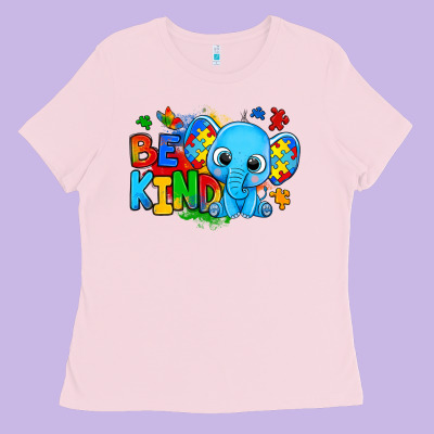 Be Kind Autism Elephant Ladies Tee Designed By Zillion Design Studio